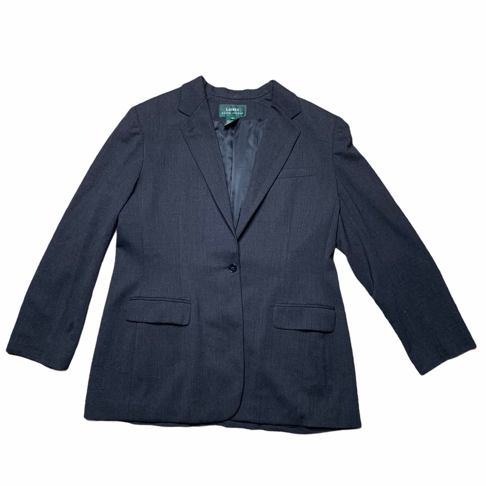 Ralph Lauren Wool Blazer 1 Button Size 16 Gray EUC